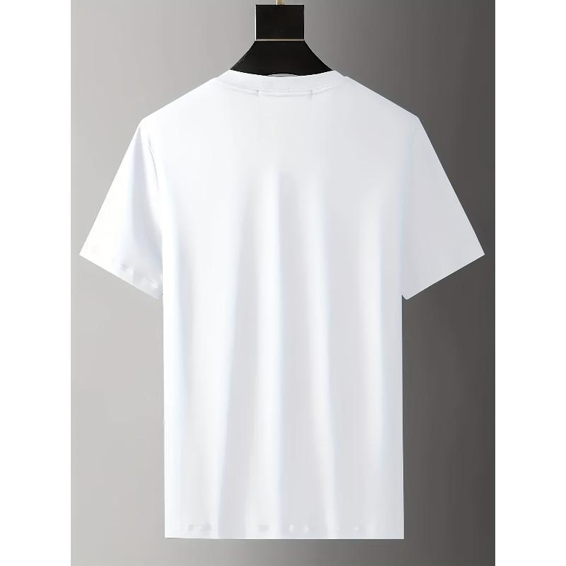 European Sizes Men's Russian Cyrillic Text T-Shirt - White with Black & Red Russian Alphabet Print