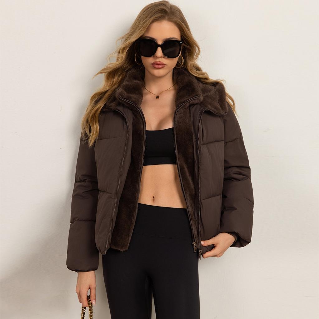 Women's Winter Fake Two-piece Hooded Parka, Korean Style Fashion Versatile Cotton Padded Jacket Coat