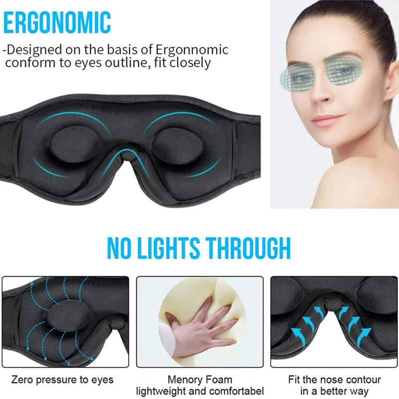 Durable And Safe 3D Eye Mask Bluetooth Music Play Sleeping Headphones With Built-In Hd Speaker Mask For Sleep Headphones Wireless Air Travel 5.0