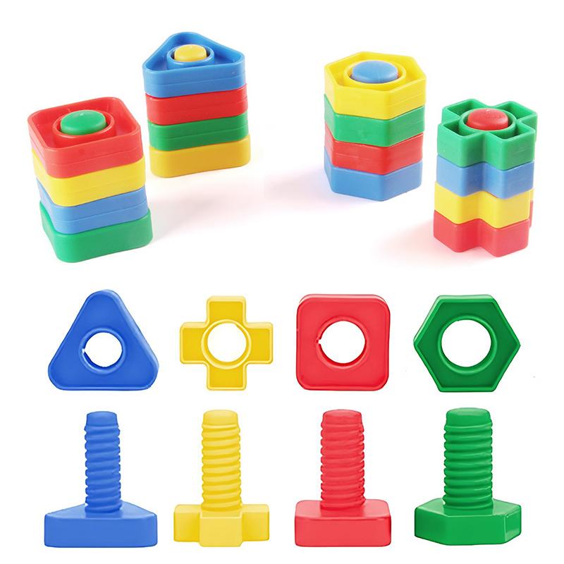 4PCS/Set Colorful Plastic Matching Screw Mix Shape Interactive DIY Nuts And Bolts Color Shape Cognition Toy Educational Prop ZYF