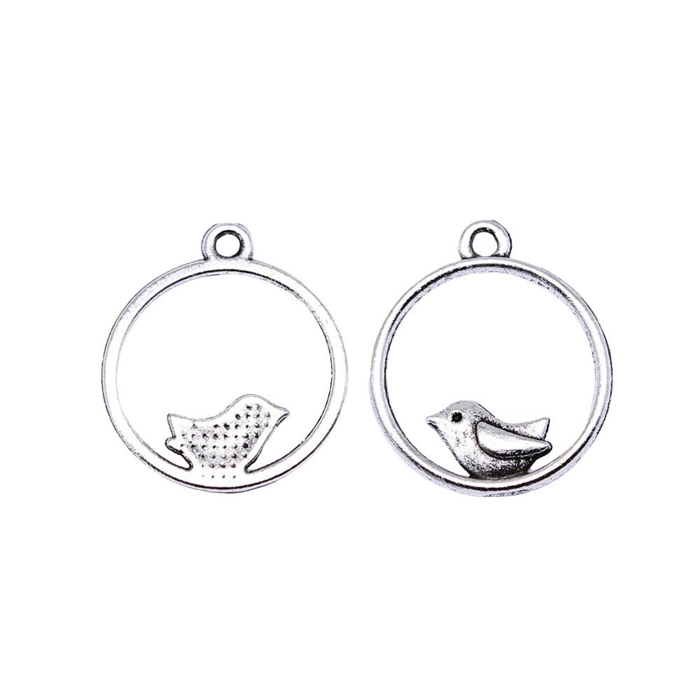 

Birds Birdcages Charms Vintage Alloy Pendants For DIY Bracelet Necklace Accessories A47-10pcs-18x20mm