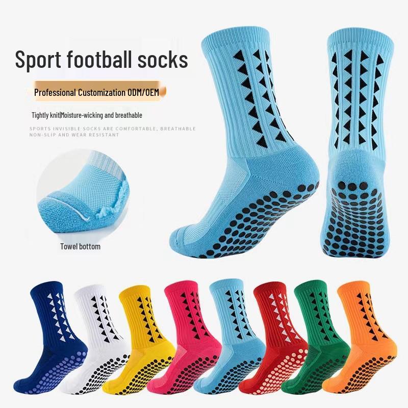 TEMU Anti-slip Mid-calf Football Socks with Thickened Deodorant Towel Bottom
