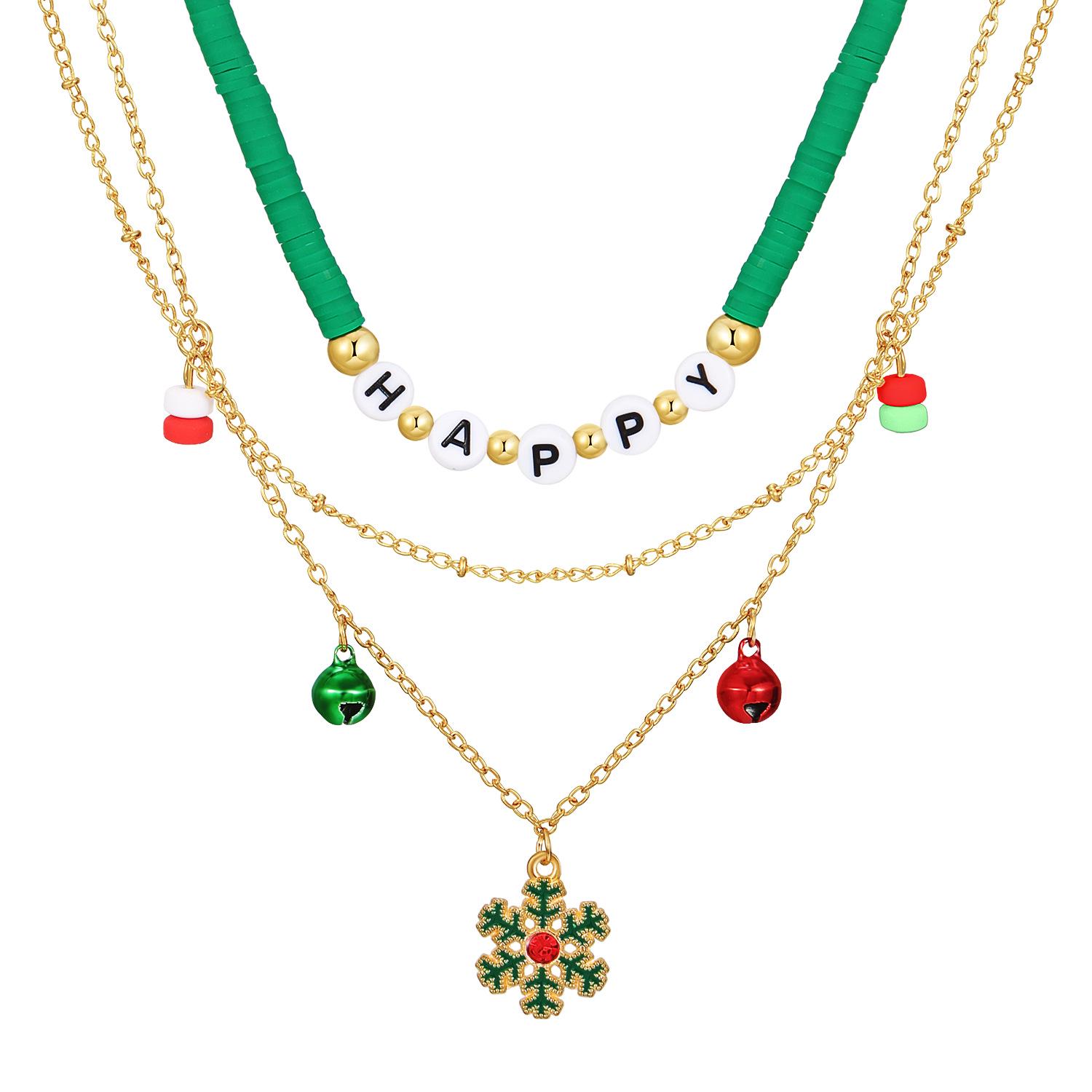 

Изысканный праздничный ювелирный набор: Трансграничное рождественское ожерелье с колокольчиками и снеговиком, идеально подходит для осени/зимы
