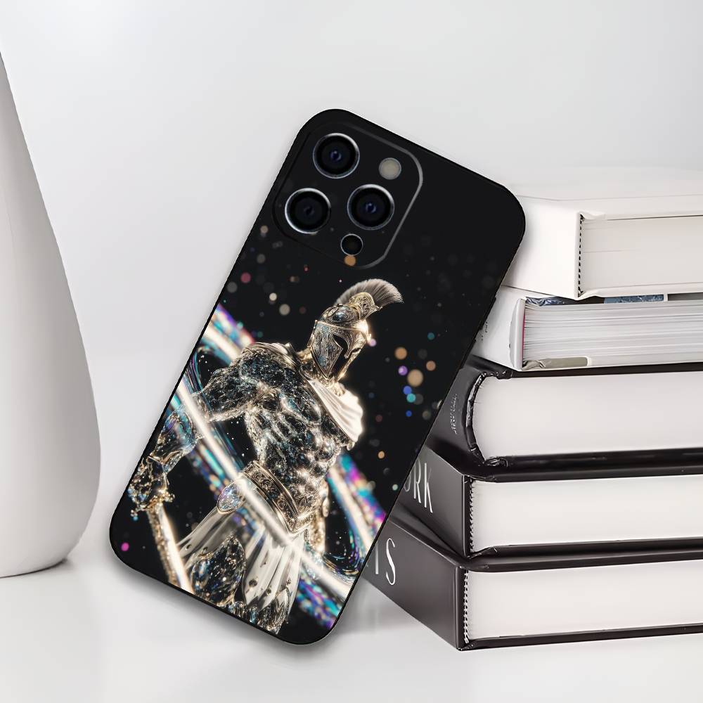 Cool Spartan Phone Case For iPhone 17,16,15,14,13,12,11 Plus,Pro Max,XS,Soft Black Cover