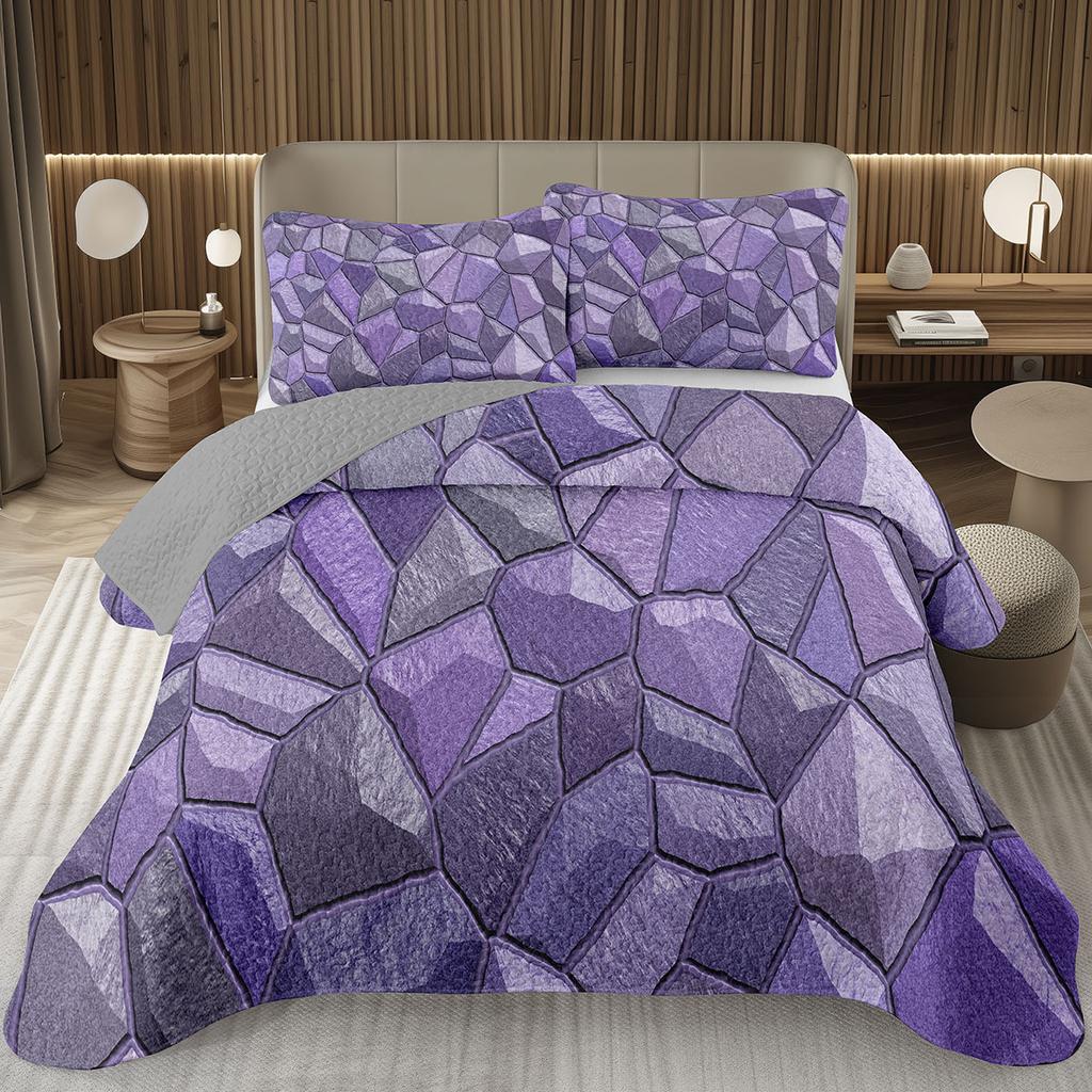 Steinmuster Tagesdecken Queen Abstraktes Marmorierung Überwurf Geometrie Bettwäscheset Für Jungen Mädchen Wendbar Gesteppte Tagesdecke Bezug