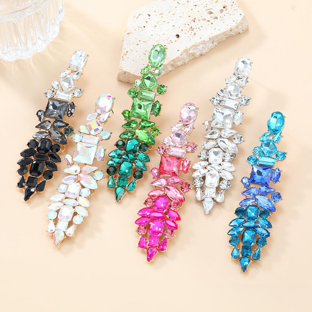 Visací náušnice s kamínky pro ženy, kapkové, výrazné, párty šperky, doplňky