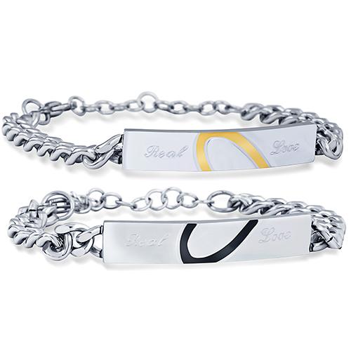 

Fashion Real Love Couple Bracelets Joint Stainless Steel Jewelry Charms Lovers Gift Heart Puzzle Bracciali Wedding Accessories