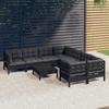 Day and Night - Day and Night Garden Furniture 9 Pieces and Cushions Black Pine Wood