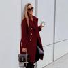 2025 Frühling Zweireihiger Midilanger Wollmantel für Damen