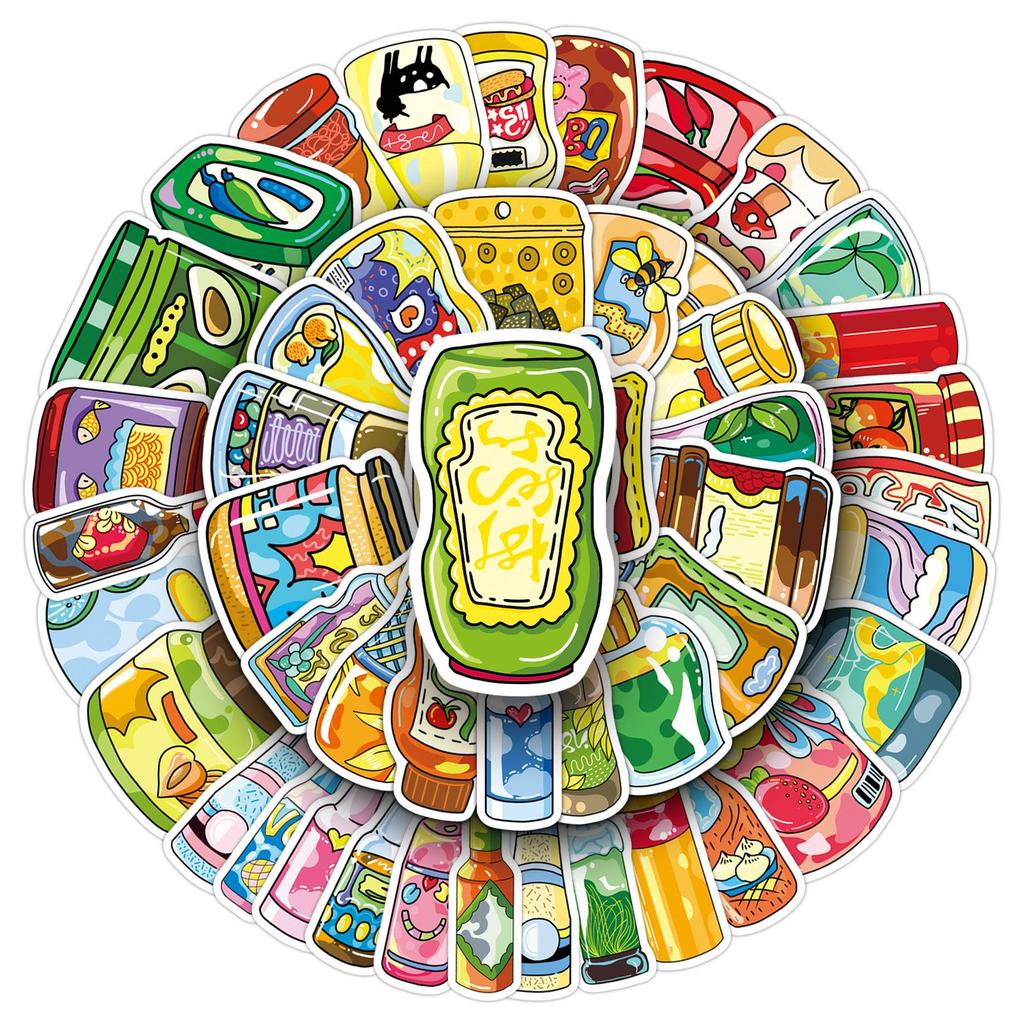 51 Sauce Cartoon Hand-Drawn Creative Waterproof Stickers for Suitcases, Earphones, Desktops