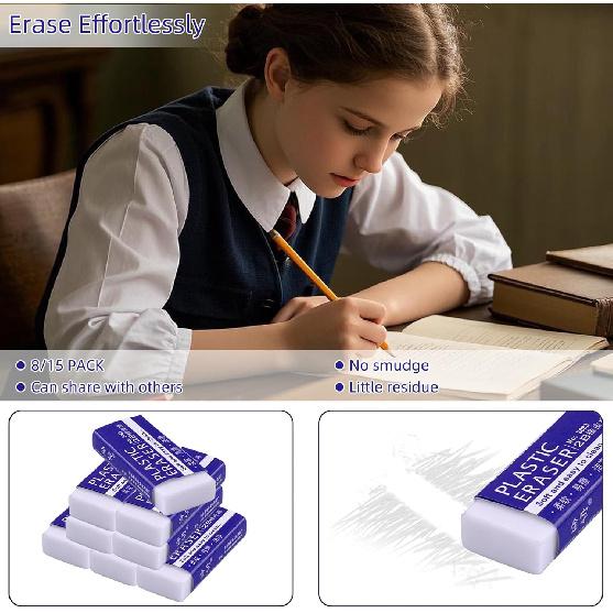 White Erasers, Artist Eraser for Drawing Art Sketching, Pencil Erasers for Kids Bulk Students School Supplies Office (8)