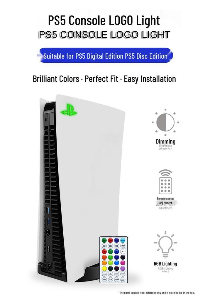 Colorful Atmosphere Lights for PS5 Digital & Disc Edition Consoles, Dynamic Logo LED Lighting