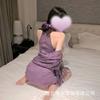 Sexy lingerie, sexy disc-buckled lace stand-up collar cheongsam, pure desire spice girl, purple charm woman