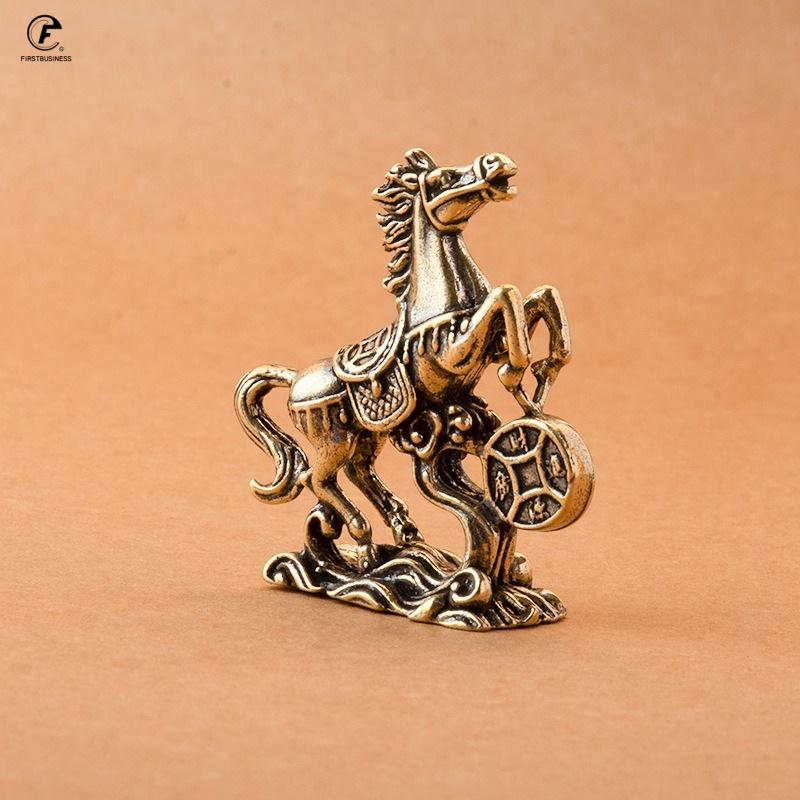 52g Brass Horse Step On Coins Lucky Statue Feng Shui Desk Miniatures Pure Copper Crafts Collections china Home Office Figurines