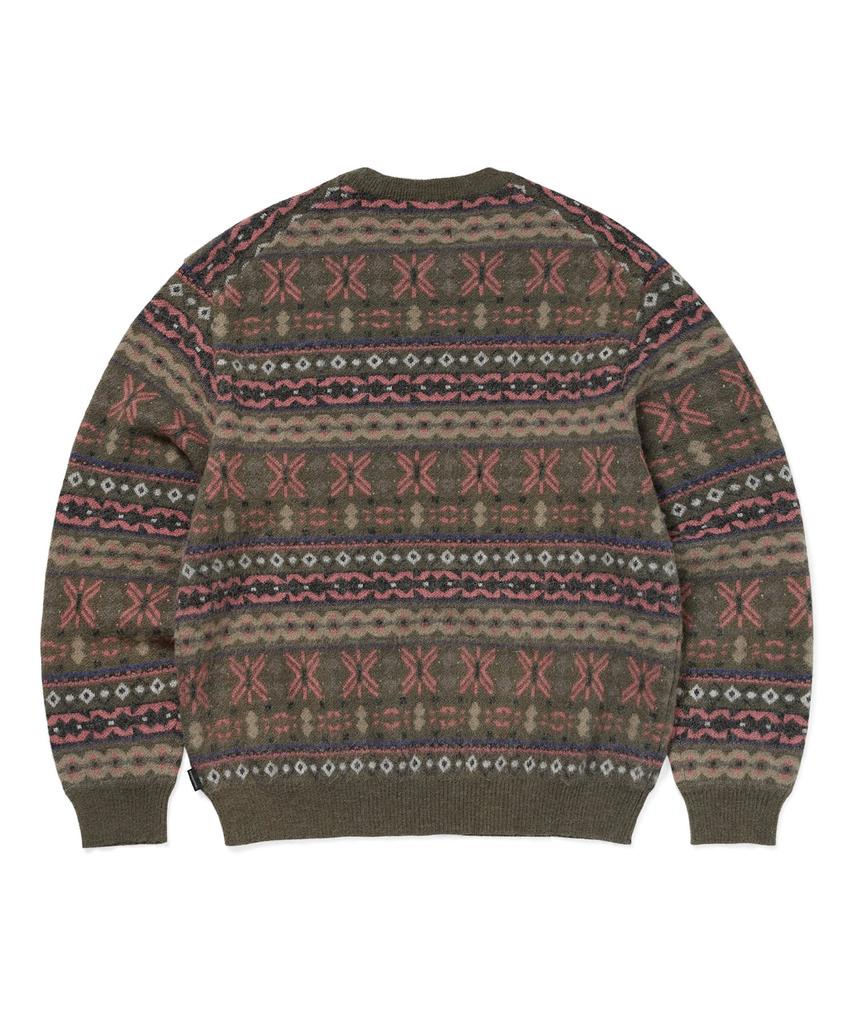THISISNEVERTHAT Fair Isle Knit Sweater Olive Green