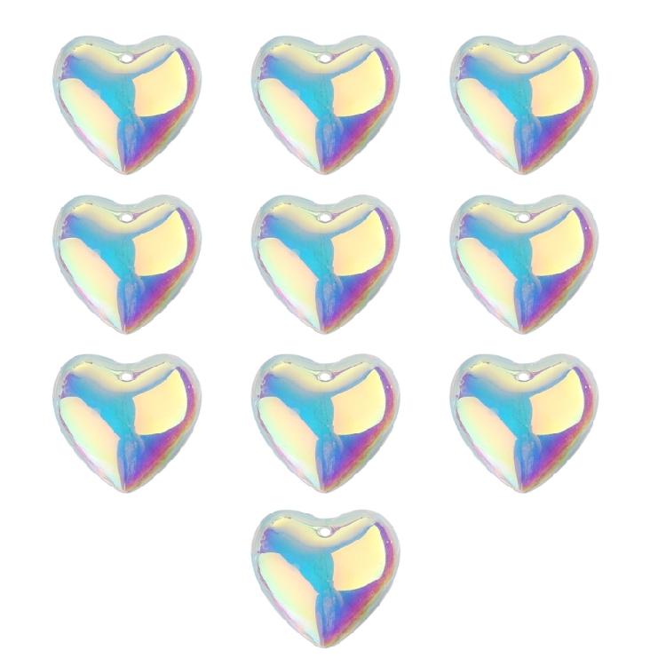 10Pcs Heart Glass Rock Charm Bracelet Necklace Pendant DIY Jewelry Making Craft