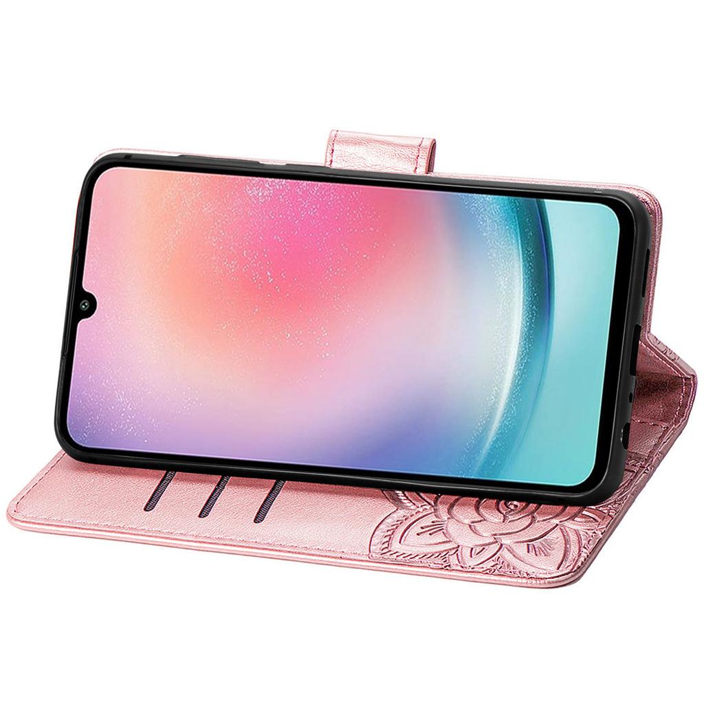 For Samsung Galaxy A25 5G (Global) (161.0 x 76.5 x 8.3mm) PU Leather Wallet Phone Case Flower Butterfly Pattern