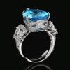Jewelry New Ring Colorful Droplet Shaped Grandm Green Sea Blue Luxurious Women's