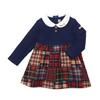 MIKIHOUSE HOT BISCUITS Long Sleeve Dress, Boys and Girls, Navy Blue, Size 90cm, 73-1901-490