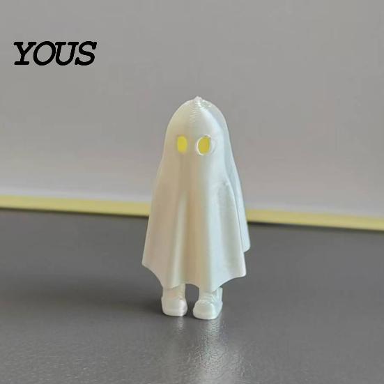 Spooky Ghost Ornament 3D Printed Halloween Figurine, Statue, Movable Joints Matte White Figure Fidget Toy, Desktop Decoration for Home Office,