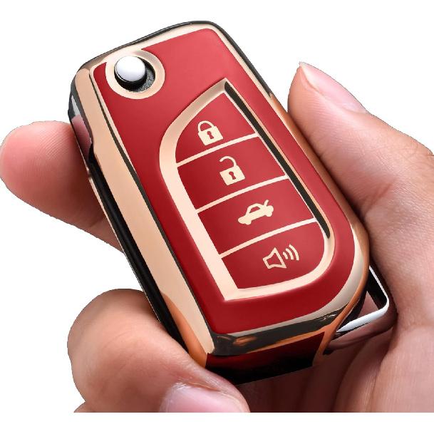 ELOHEI Key Fob Cover for Toyota: Premium Soft TPU Full Protection Case Compatible with 2018-2022 Corolla, Camry, RAV4