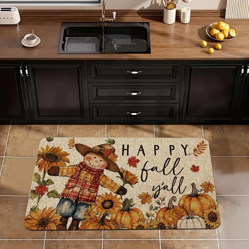 1 Stück Kürbisse Sonnenblumenmuster Fußmatte Modern Küche Polyester Teppich, Rutschfest Bunt Innen Teppich, Für Zuhause Badezimmer Schlafzimmer Wohnzimmer Deko