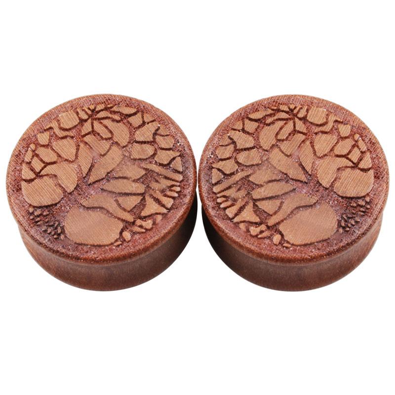 1 Paar Lebensbaum Holz Expander Piercing Mode Ohrstöpsel Flesh Tunnel Gauge Keilrahmen zum Ohr Sattel Körperschmuck Piercings