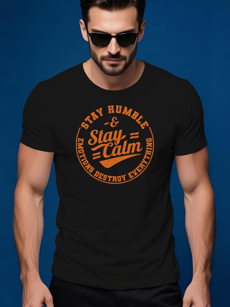 Stay Calm Graphic Print Casual Tshirt - Summer Short Slee...