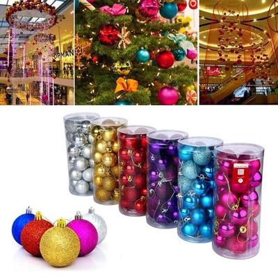 24 Pack 3cm Festive Rose Gold Christmas Tree Bauble Decorations Glitter Ornament