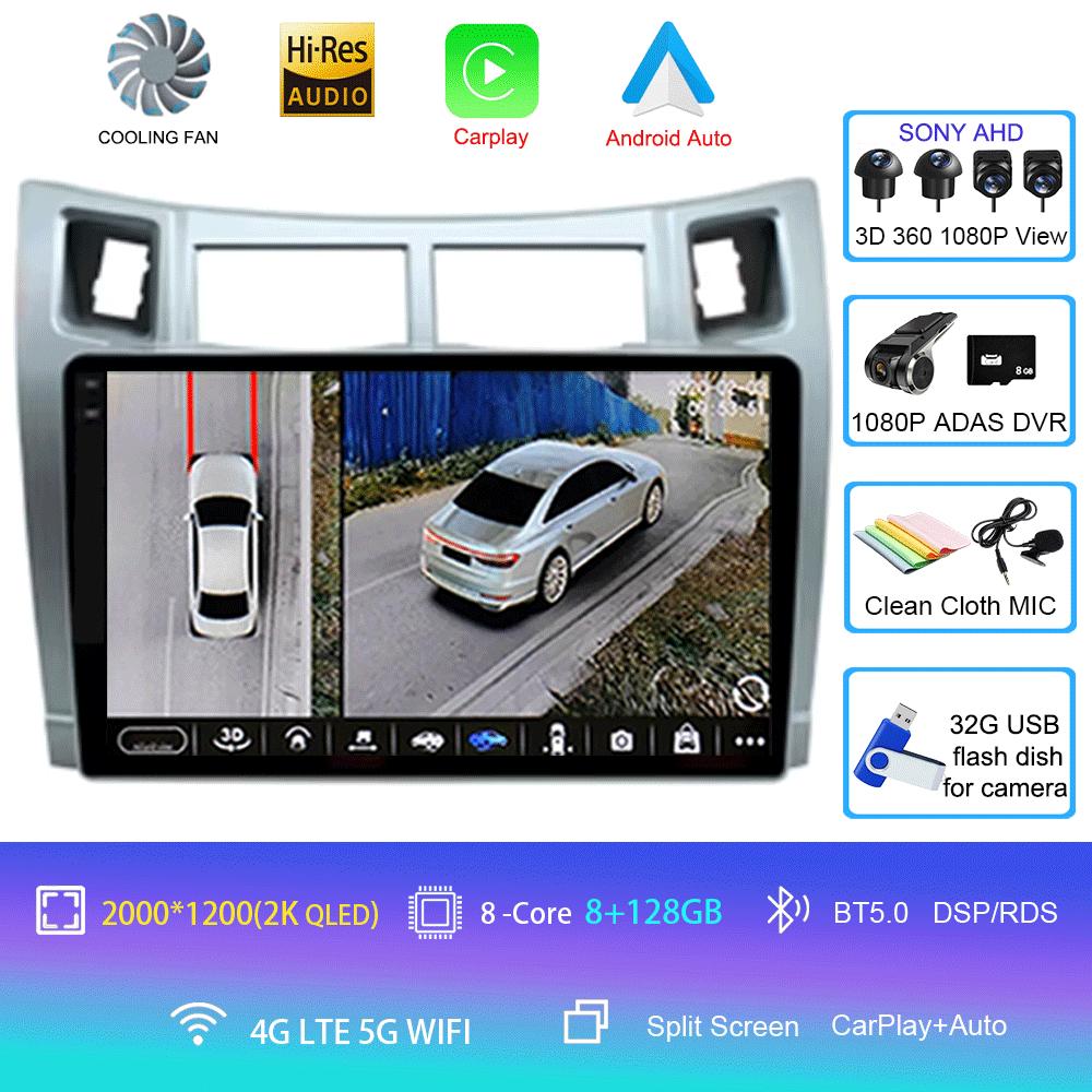 For Toyota Yaris 2005 2006 2007 2008 2009 2010 2011 2012 Carplay Car Multimedia Player Radio Car Radio Android 14 GPS Navigator