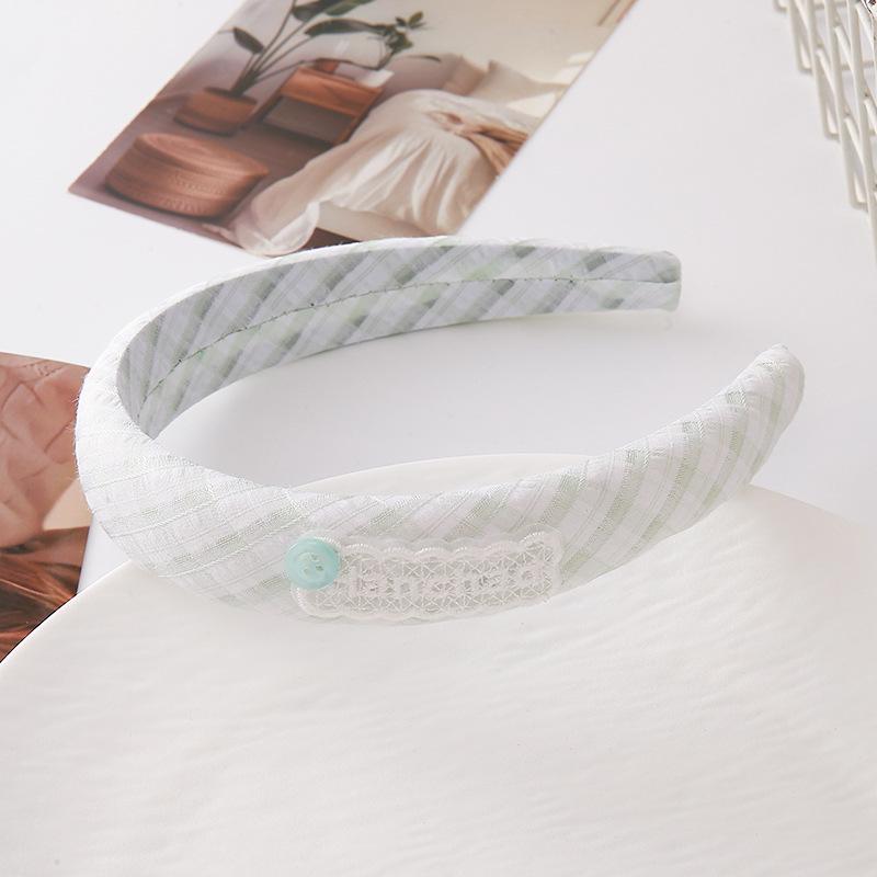 Korean Style Luxury Plaid Sponge Headband for Women - Non-Slip, High Skull Top