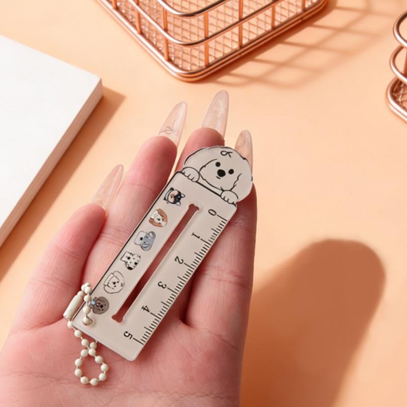 Cute Cartoon Animal Cat Dog Ruler Mini 5cm Portable Stationery Ruler Pendant Backpack Charm Student Prize Student Reward Gifts