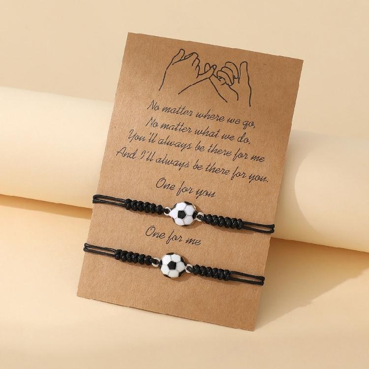 Matching Friendship Braided Soccer Bracelets for Couples Birthday Gifts for Him Her Adjustable Braided Jewelry