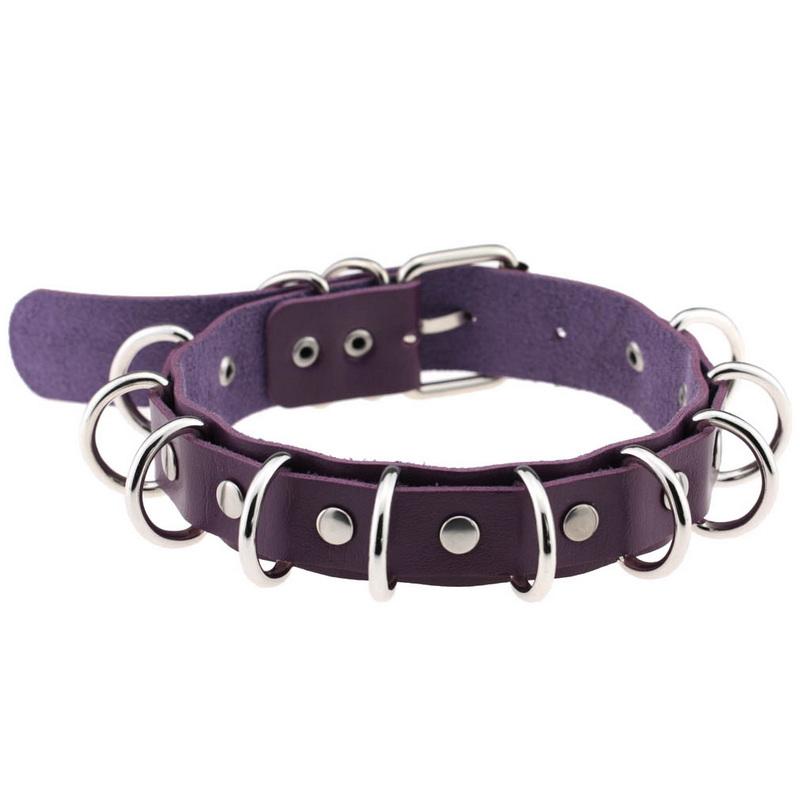 PU kožený gotický náhrdelník obojok Sexy špica okrúhly prsteň Kľúčna kosť Punk Rock Retiazka Choker Opasok Nastaviteľný golier Choker Cosplayer Halloween doplnok
