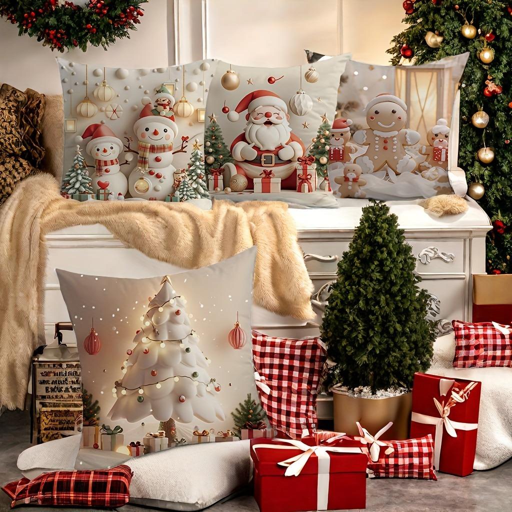 Christmas Decoration Pillowcase New Year Gift Santa Claus Snowman Pillow Cover Home Room Decoration Sofa Cushion Cover