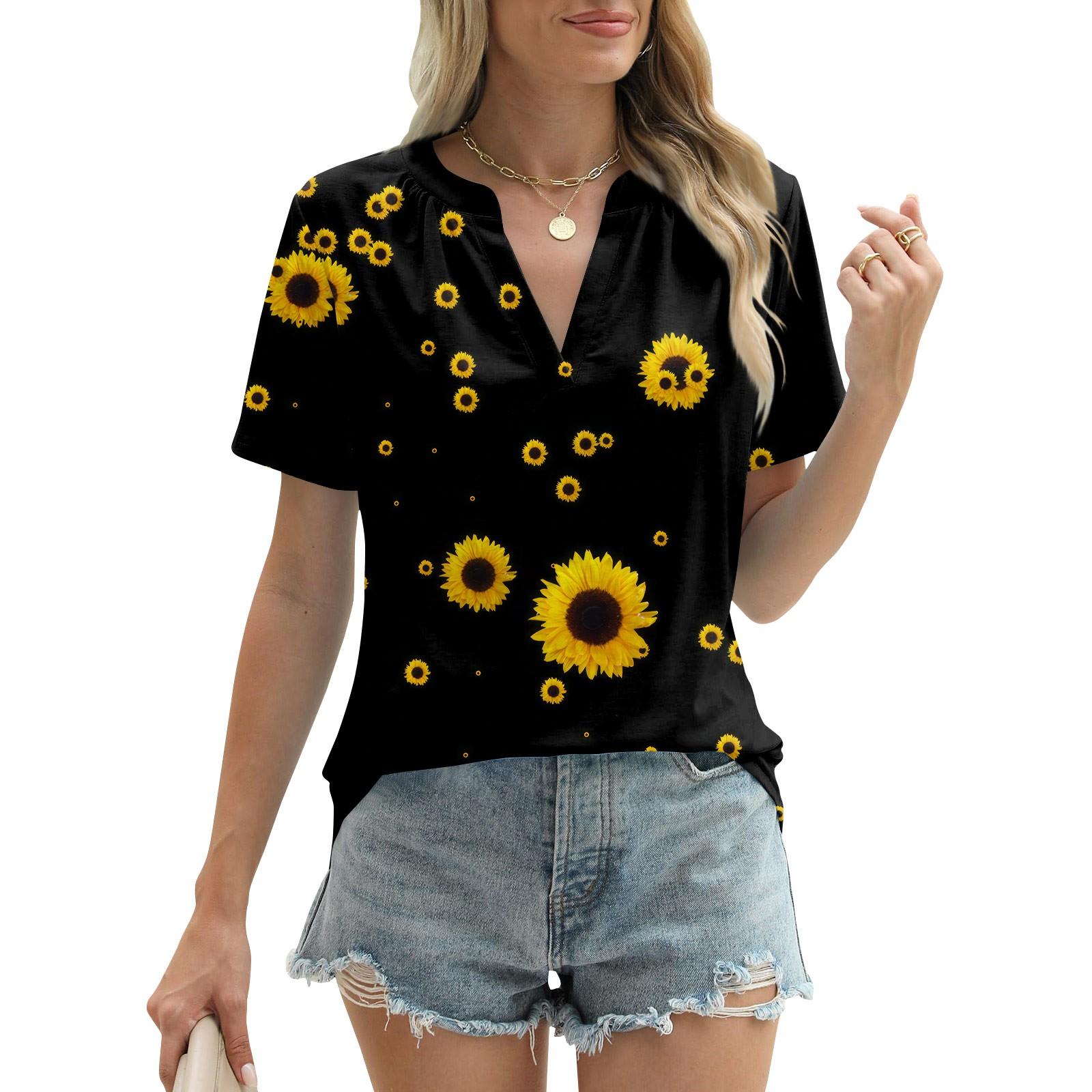 Женские летние топы с короткими рукавами и V-образным вырезом — фото 8