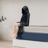 Desk Accessory 3D Printed Black Robe Women Figurine, Sitting Hooded Female Shelf Sitter Sitter, Gothic Statue for Home Office Bookshelf Decoration