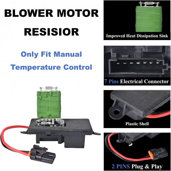 HVAC Blower Motor Resistor Compatible With 1999-2006 Chevy Silverado GMC Sierra 1500 2500 3500 2000-2002 Yukon XL Blower Motor Fan Resistor Replaces#