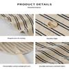 Breathable Striped Linen Sun Bonnet With Adjustable Chin Tie Uv Protection For Beach Vacation Outdoor Use