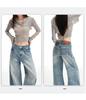 Women's Retro Washed Low Waist Wide Leg Jeans - Autumn Winter Collection