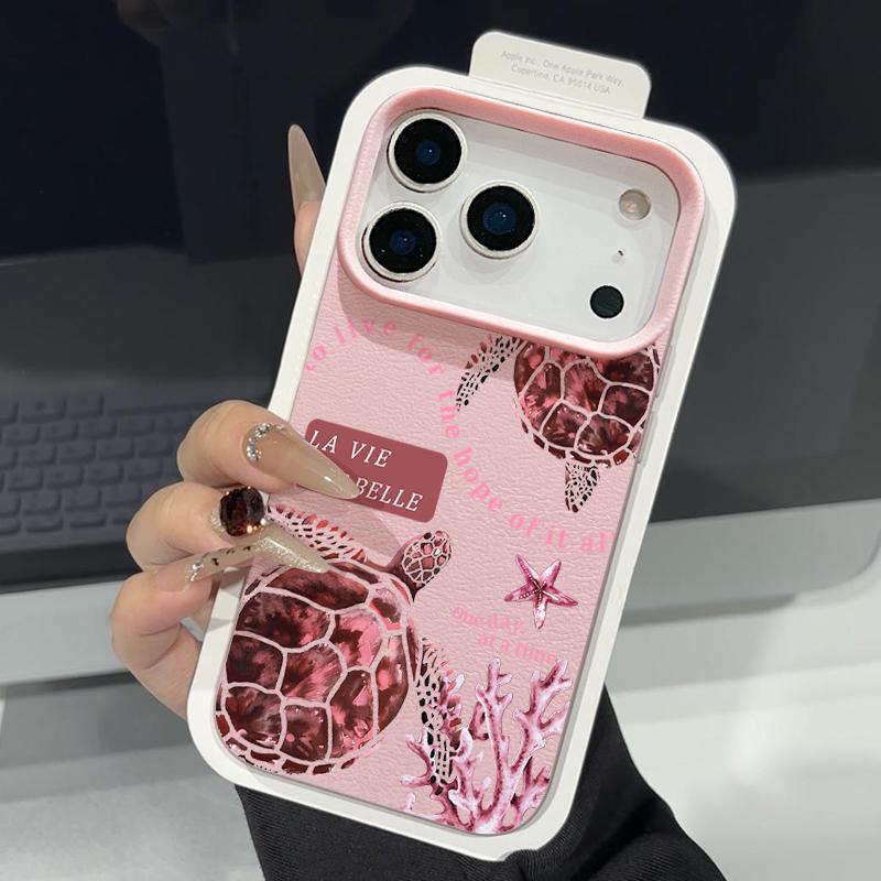 Colorful Ocean Park Phone Case For iPhone 17 16 Pro Max Luxury Leather Texture Matte Silicone Cover For iPhone 15 14 13 Pro Max 11 16e 17e
