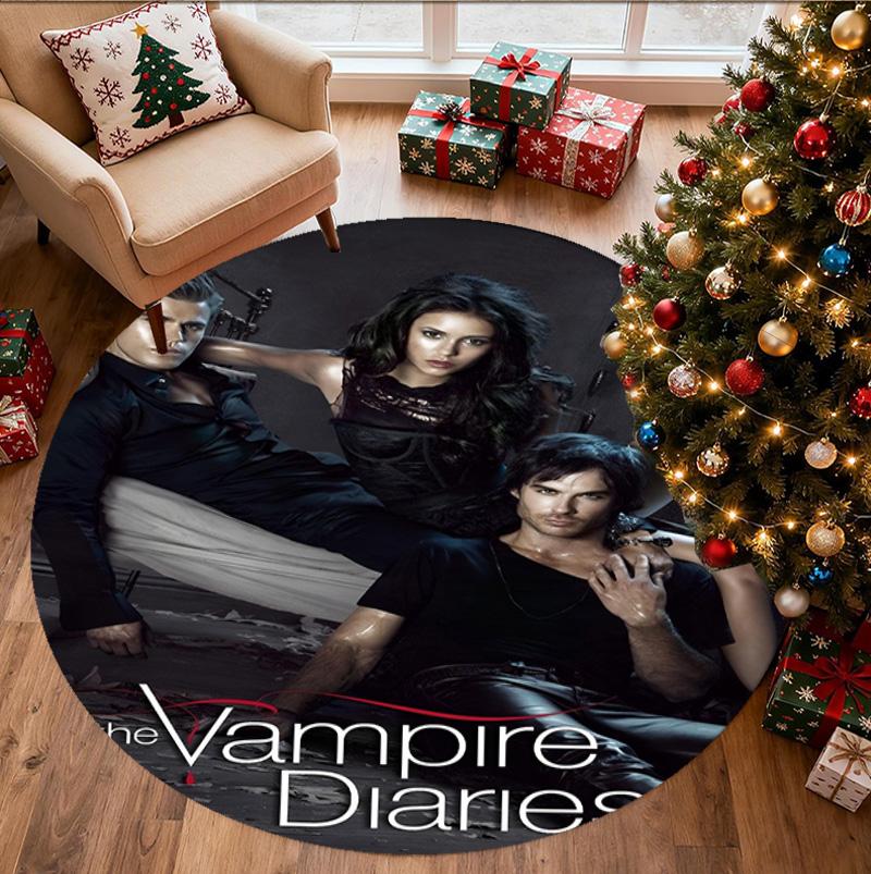The Vampire Diaries Pattern Round Rug, Indoor/Outdoor Mat, for Picnic, Gameroom, Bedroom, Office, Living Room, Home Decor Carpet, Birthday Gift