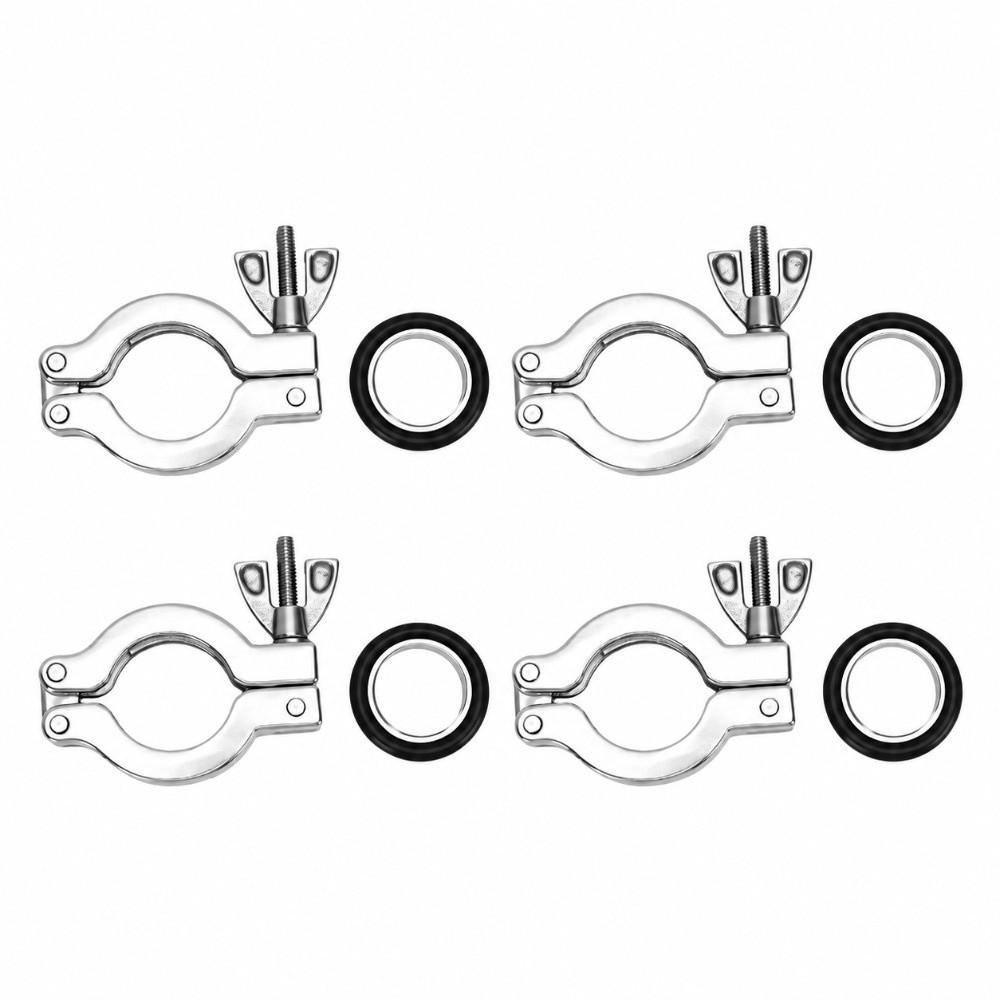 4PCS 304 Stainless Steel+Fluororubber Vacuum Clamp Stainless Steel Clamp  Industrial Equipment