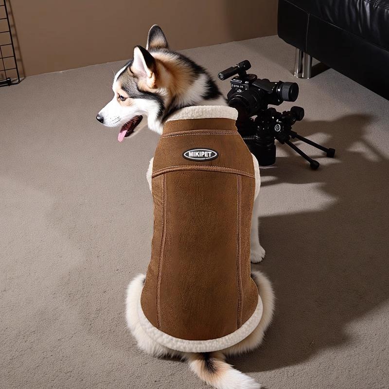 Ubrania dla psa Zimowy ciepły zamszowy pogrubiony płaszcz z podszewką Kamizelka dla dużych psów Duży rozmiar Modny styl Design Produkty dla zwierząt Artykuły