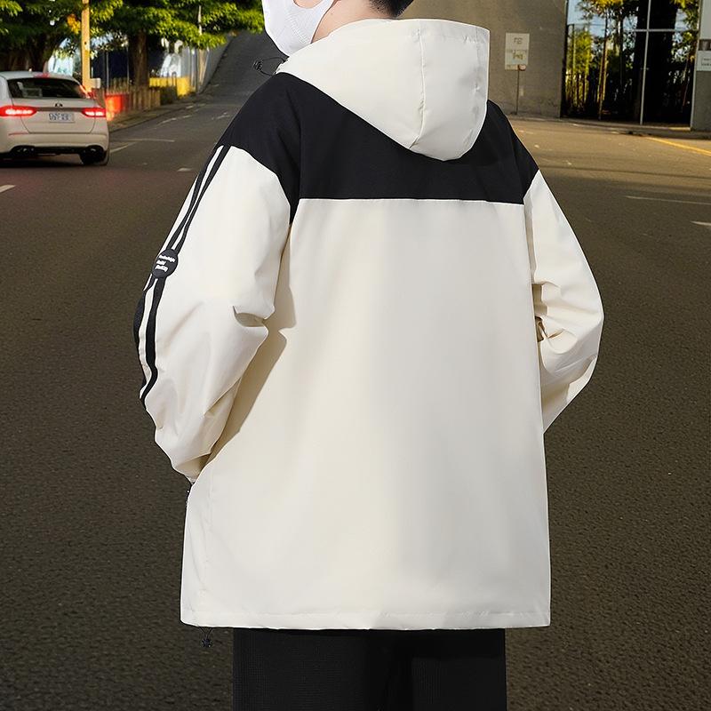 Teen Spring/Autumn Jacket Boy Sport Splicing Hooded Jacket Handsome Student Top