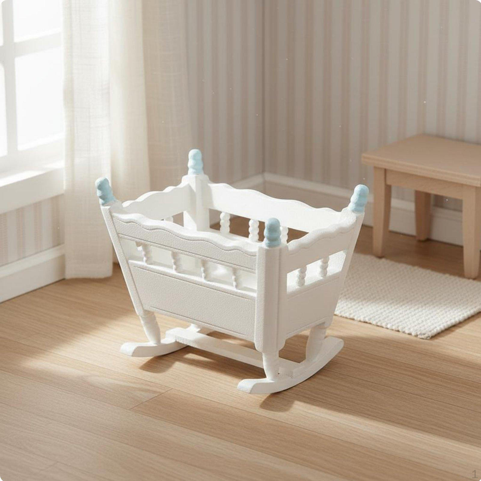 Dollhouse Infant Cradle Realistic Design Miniature High Detail Rocking Crib