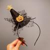 Quirky Pumpkin Bow Mesh Headband for Kids - Halloween Skull Witch Hair Accessory