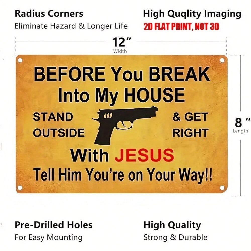 Funny Metal Tin Sign Vintage Wall Art Decor Jesus Home Blessing
