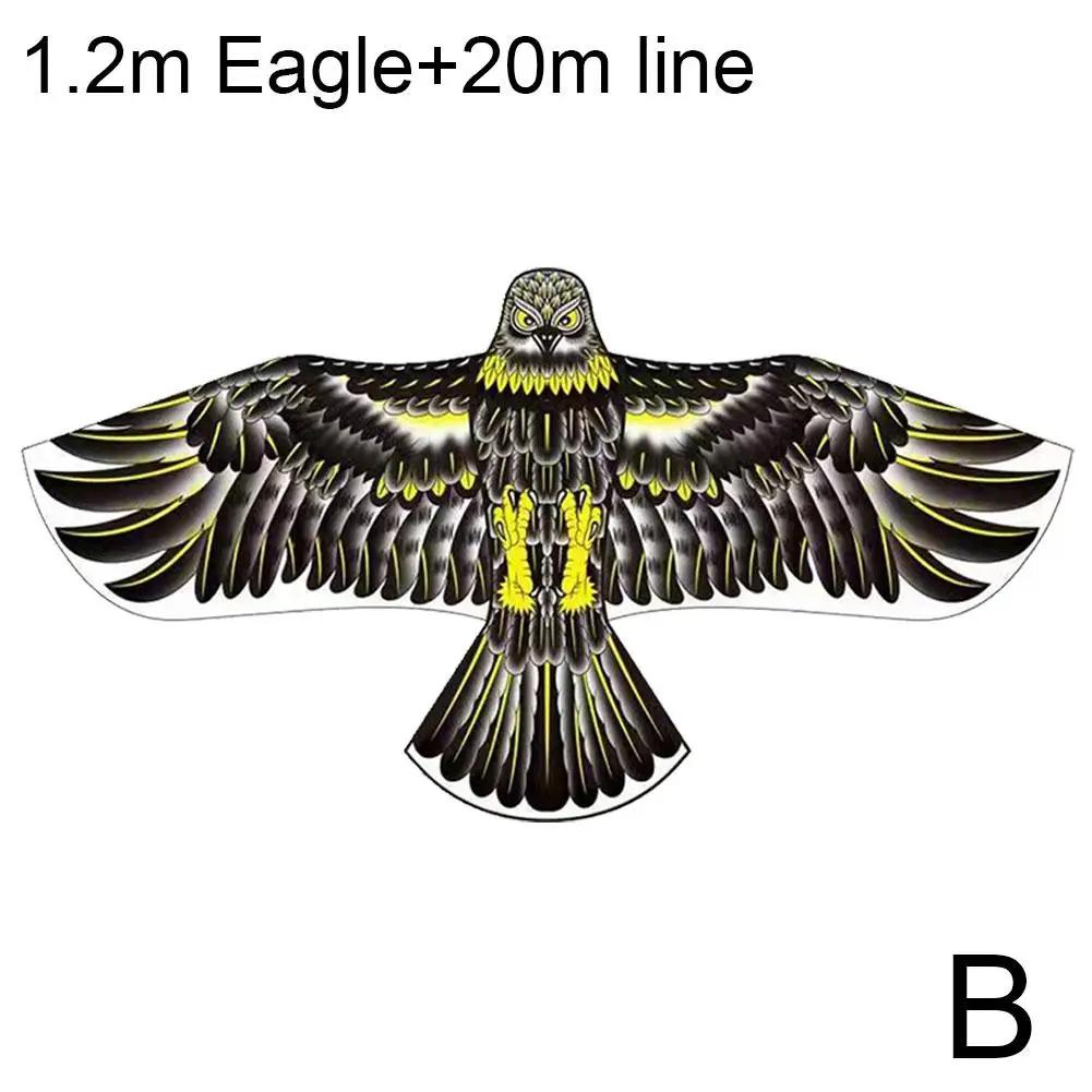 Flat Eagle Kites With 20 Meter Line Outdoor Toys Eagle Chinese Kite Games Bird Sports Kite Flying Outdoor Toys Style Kite B4U8