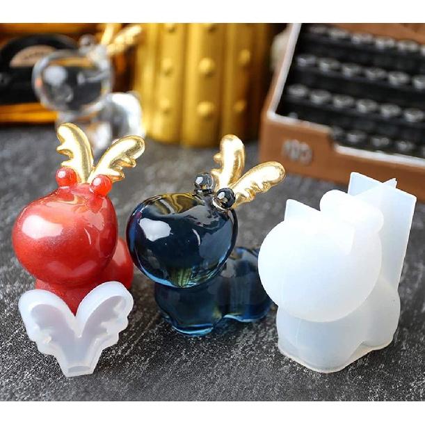 iSuperb Silicone Molds Animal Cute Epoxy Resin Molds 3D Deer and Antlers Molds for DIY Resin Casting (Transparent)